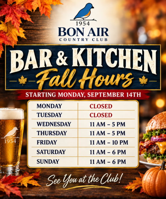 Bar Kitchen Hours Fall 2026